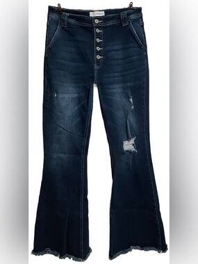 Kancan women’s button fly high rise flare jeans sz 13